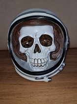 Doodshoofd wit met helm ruimtevaart - Doodskop Skelet - Skull - Skeleton - 14 cm hoog - Halloween - Griezel - interieurdecoratie - accessoire