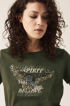 Garcia T-shirt T Shirt Met Pailetten H10209 9982 Olive Night Dames Maat - XS