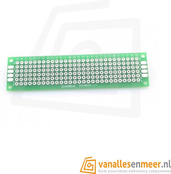 Prototyping board 2x8cm (6x28gaats) PCB dubbelzijdig