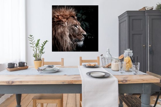 Affiche Lion - Feuilles - Animaux - 100x100 cm XXL