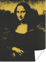 Poster Mona Lisa - Leonardo da Vinci - Zwart - Geel - 90x120 cm