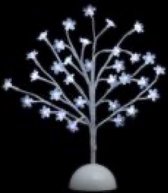 Boompje met led - Hoogte 40cm op voet - (32 LED´s) -Wit Lichtboom - Ledboom met bloemetjes - interieur decoratieve boombak - 32 led - Werkt op Batterijen - Hoogte 40 cm - Kerstdeco