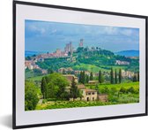 Fotolijst incl. Poster - De heuvels van het Italiaanse San Gimignano in Toscane - 40x30 cm - Posterlijst