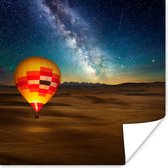 Luchtballon met een kleurrijke hemel Poster 50x50 cm - Foto print op Poster (wanddecoratie woonkamer / slaapkamer) / Voertuigen Poster