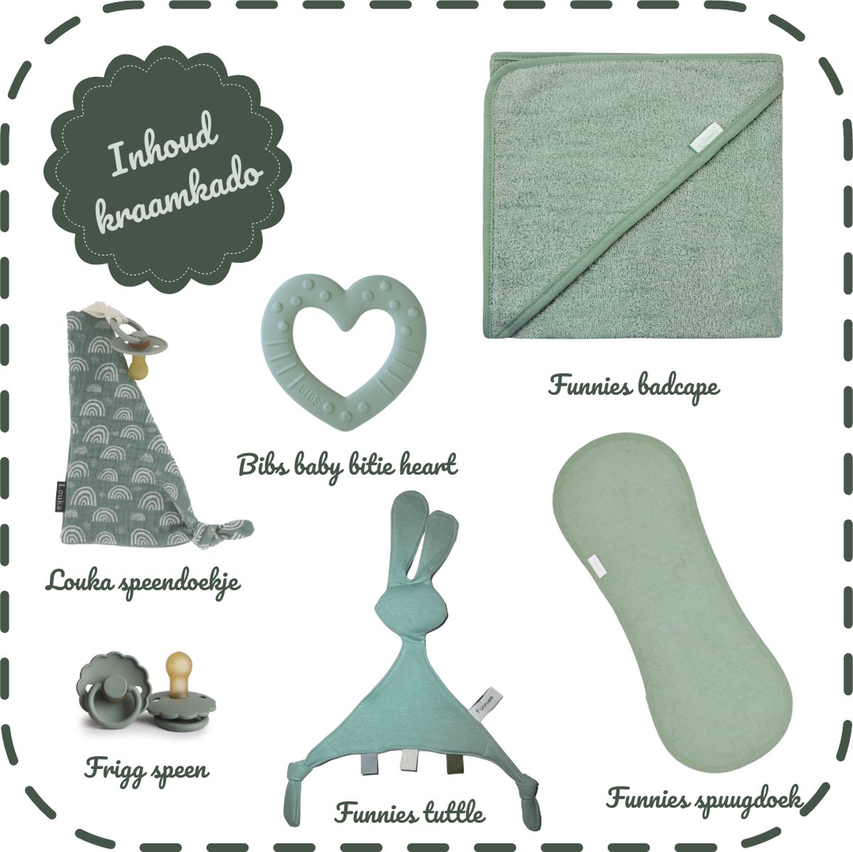 Goedkoopste Louka Kraamkado groen - luxe kraambox met kraamcadeaus BIBS - Funnies - FRIGG - Louka - kraammand