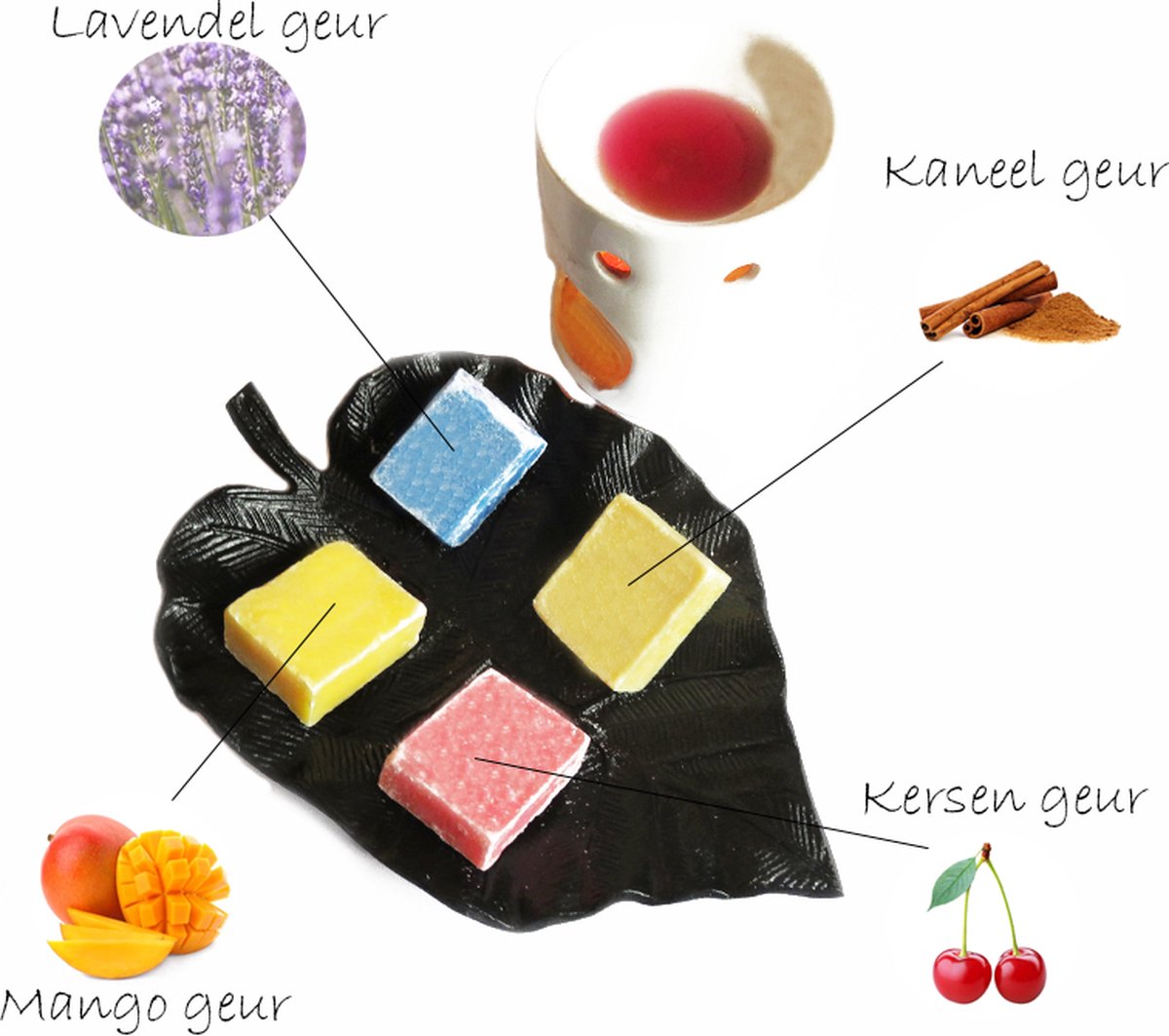 Goedkoopste Scentchips 4 geuren - Lavendel, Kaneel, Kersen, MAngo Heerlijke amber scentchips - bolsius - Amber blokjes