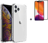 Hoesje iPhone 11 Pro - Screenprotector iPhone 11 Pro - iPhone 11 Pro Hoes Transparant Shock Proof Case + Full Screenprotector