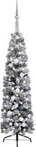 Huis en Tuin Depot Kerstboom Met Led'S, Kerstballen En Sneeuw Smal 120 Cm Groen