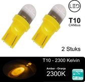 (Set 2 stuks) T10 Led Lampen Oranje / Amber 2000K CANbus 5W5 | 290 Lumen | Type T10290-O | W5W | Led Signal Light | 12V | 168 | 194 | 2x | Stadslicht | Kentekenplaat Verlichting |  1SMD | 2000 | Kelvin | Autolampen | Car licht | Lamp |