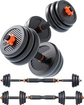 Halterset - Dumbbellset - Met Gewichten - 30 kg - Halterstang, Kettlebell en Dumbbell - Verstelbaar - Fitness -  Zwart