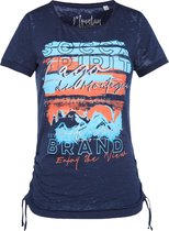 Soccx ® T-shirt met print en ruches aan de zijkant, Navy (XXL)
