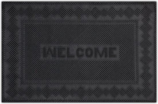 Paillasson en caoutchouc Relaxdays - Welcome footmat - tapis d'extérieur - antidérapant - 40 x 60 cm