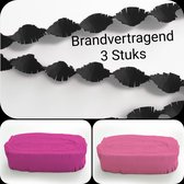 3 stuks BRANDVERTRAGENDE Draaiguirlande Zwart/ Roze/ Licht Roze, 72 meter, Geboorte, Meisje, Baby, Gender Reveal Carnaval, Verjaardag