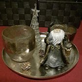 Kerst Decoratieschaal met Kerstfiguur en theelichthouders