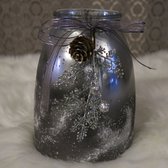 Winter Decoratiestuk zilver met dennenappel