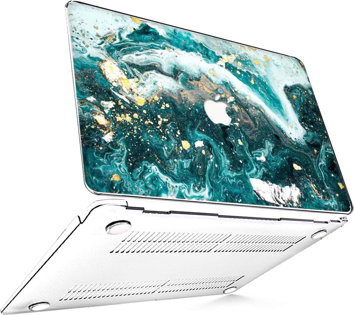 Macbook Air Cover - Hoesje voor Macbook Air 13 inch 2018 / 2021 - Hardcase Marmer Groen