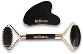 Helioux Facial Spa Set - Black Obsidian Gua Sha & Facial Roller - Gezichtsroller - Massage - Jade Roller - Gua Sha Schraper