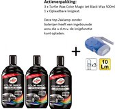 Turtle Wax - TW 52708 ColorMagic Jet Zwart 500ml - 3 Stuks - + Zaklamp/Knijpkat