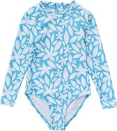 Snapper Rock - UV Zwempak voor meisjes - Lange mouw - Aqua Bloom - maat 128-134cm
