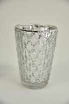 Oneiro's Luxe Waxinelichthouder  CUP Silver Shine - ø D7.5H11cm - kaarsenhouders - kaarsenhouder - waxinehouder - decoratie – woonaccessoires – theelichthouder – zwart – goud – zil