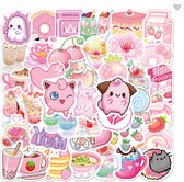 Happy pink stickers -  50 stuks - Verliefd - Valentijn stickers - Roze plaatjes -  Zoete stickers - Stickers volwassenen - Stickers kinderen - Laptop stickers