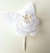 5X Corsage/decoratie roos wit - corsage - decoratie - kunstbloem - wit