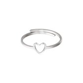 Verstelbare ring open hart - Yehwang - Ring - One size - Zilver