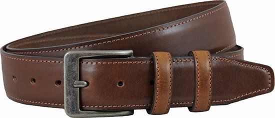 Landley Nette Premium Heren Riem - Breedte 4 cm - Brede Pantalon Riem - Hoogwaardig Volnerf Leer Broekriem - Bruin - Lengte totaal 125 cm / Riemmaat 105