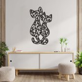 Wanddecoratie - Katten - Hout - Wall Art - Muurdecoratie - Zwart - 89 x 52 cm