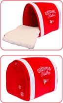 Kerst - mailbox mandje voor katten rood wit 35 x 35 cm