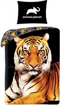 Animal Planet Dekbedovertrek Tijger - Eenpersoons - 140 x 200 cm - Katoen- kussen 70x90cm- Leeuw-Luipaard