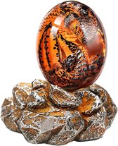 Artick Draken Ei - Beeld - Woonkamer en Slaapkamer Decoratie - Sier Eieren - Kunst - Fantasie - Kristal - met Rotsen - Rood