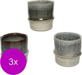 Decoris Planter Potje - Decoratie - 3 x Ø8x8 cm Assorti