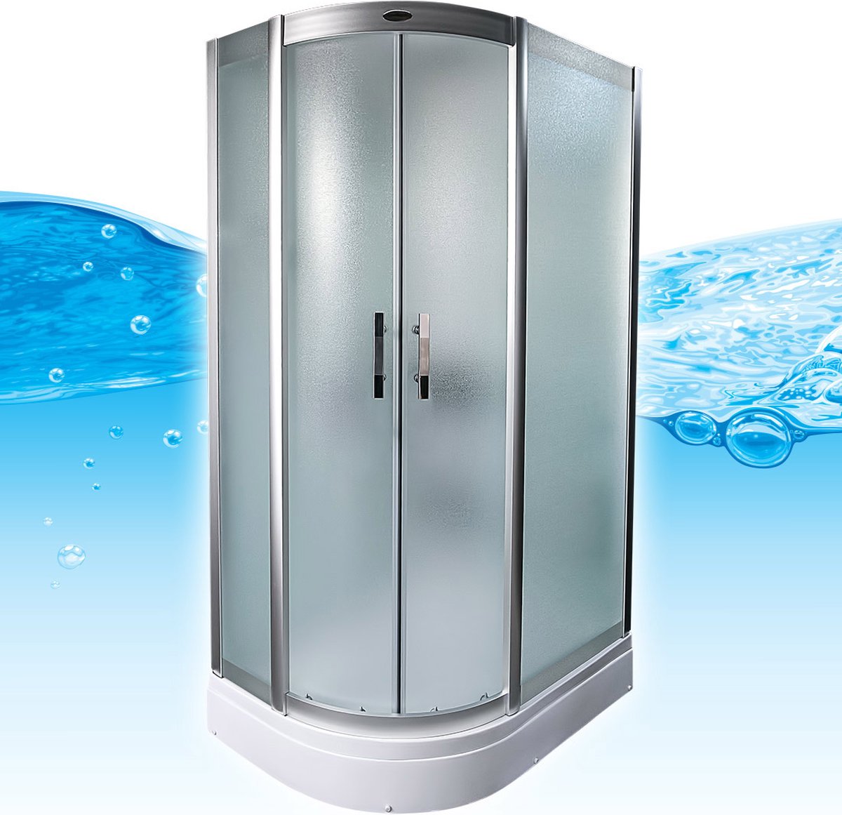 Stoomcabine 120X80X215 Palma. Luxe Stoomdouche, THERMOSTAATKRAAN, LINKS, MAT GLAS. Kit-Vrij, Wit, Veiligheidsglas, LED, Radio, Speakers, Zitje, Massage, Hoekmodel, Schuifdeuren, Douchebak, Afvoer, Sifon, A Kwaliteit, Full Options. Royal Sanitair