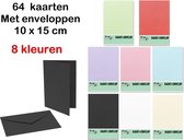 64 Dubbele Kaarten en enveloppen - Zelf wenskaarten Maken - 64  Stuks - 8 kleuren