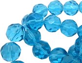 Glas kralen Facet - 12mm - 56 stuks - Aqua blauw