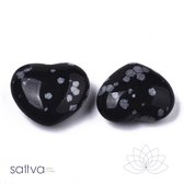 Sattva Rocks | LET GO | Sneeuwvlok Obsidiaan hartjes 3 stuks (±20x23x10mm) Snowflake Obsidian in kado zakje
