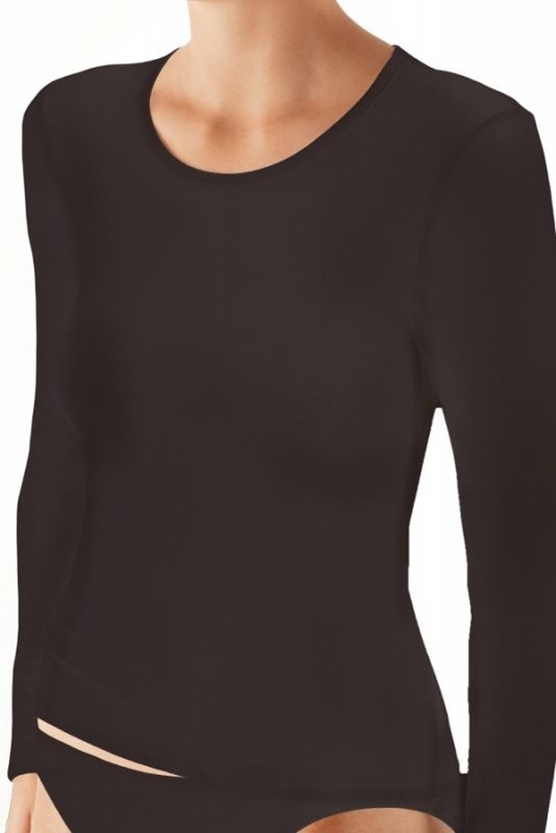 Dames ondershirt modal naadloos - Lange mouw - Ronde hals - 40 - Zwart