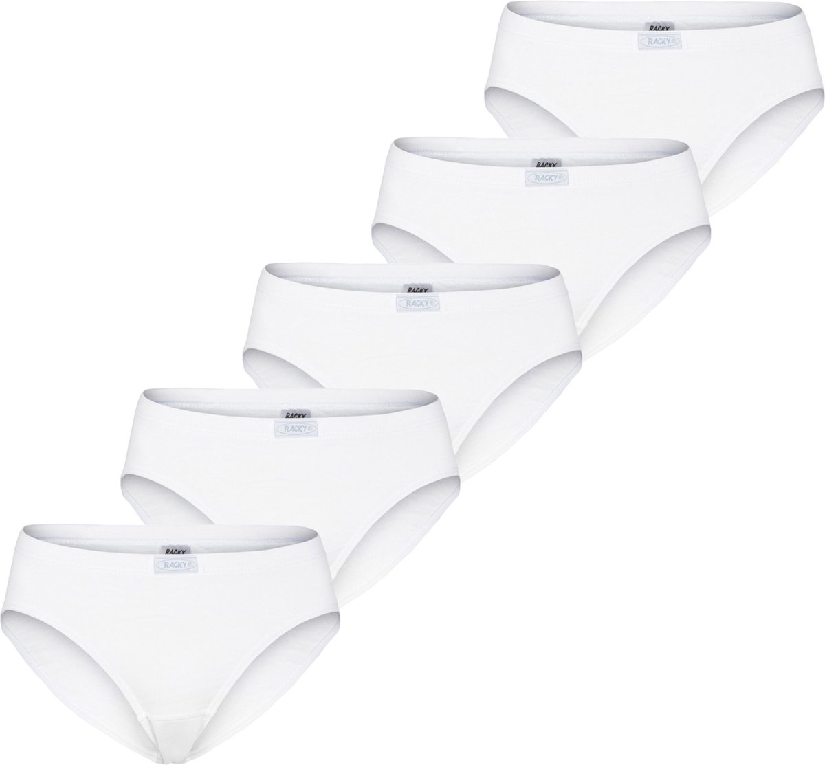 Dames 5-pack heup slips (Highleg mini) - Katoenen vrouwen onderbroek - Zachte stoffen band - Wit / XXL