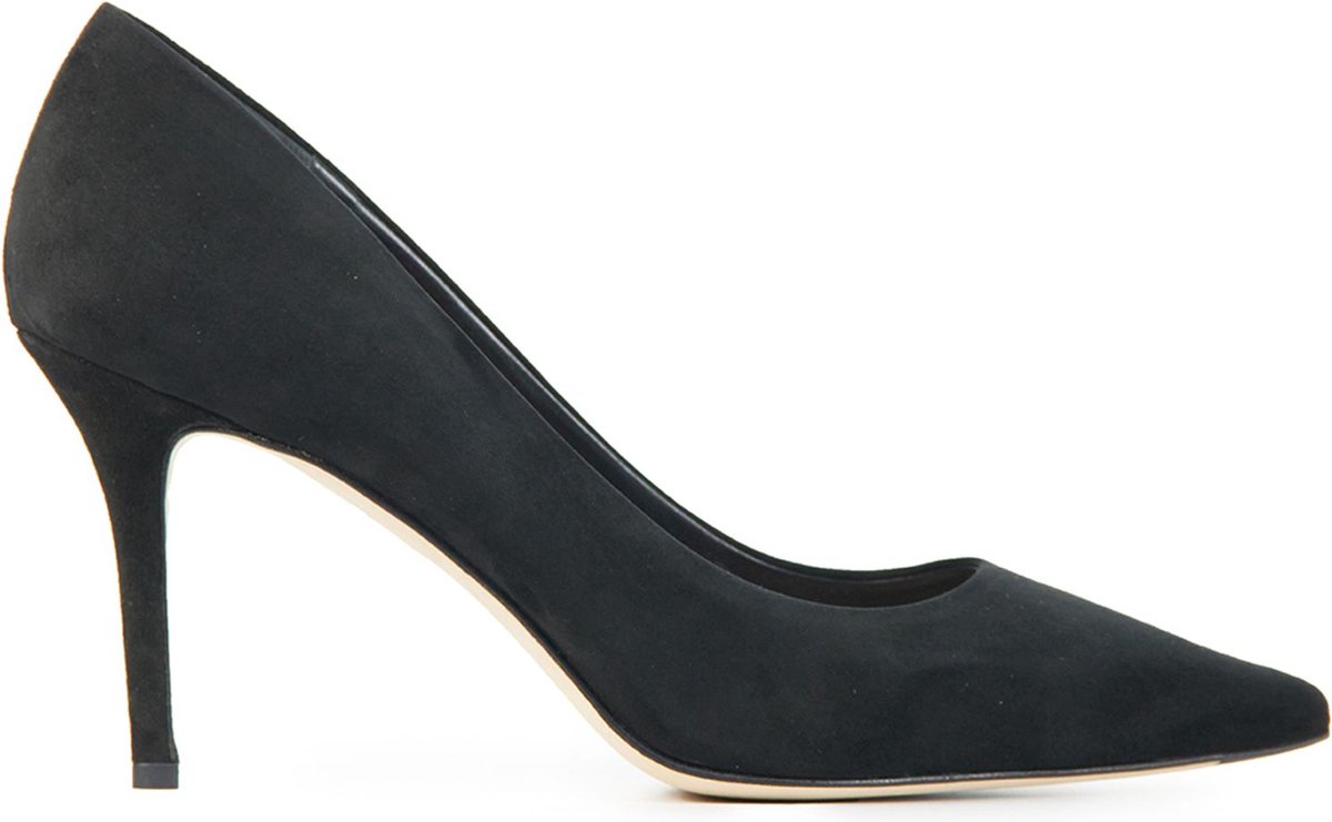 Lina Locchi Pumps / Stiletto Dames / Schoenen - Suède - Blokhak hoogte 8 cm - L1126 - Zwart - Maat 38