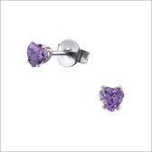 Aramat jewels ® - Aramat jewels oorbellen zweerknopjes hartje paars staal 4mm