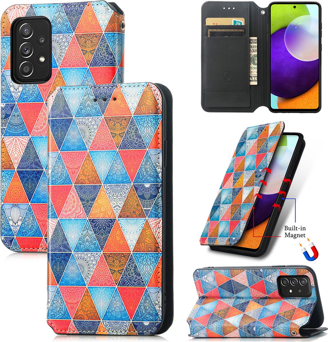 Luxe PU Lederen Wallet Case + PMMA Screenprotector voor Galaxy A52 / A52s _ Mandala