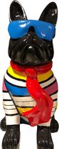 Franse French bulldog 80 cm hoog - hond - dog - zwart - polyresin - hoogkwalitatieve kunststof - decoratiefiguur - interieur - accessoire - cadeau - geschenk - tuinfiguur - tuinbeeld - wordt 