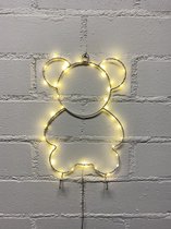 LED Beer wanddecoratie van metaal - wit - warm wit licht - 30x18x0.5 cm - Decoratie verlichting