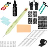 D-Lux.® - Stick and Poke - Tattoo set - Tattoo inkt - Tattoo Naalden - Sjablonen - 18 jaar - diy - Geschenkset - Hand Poke - Zwart