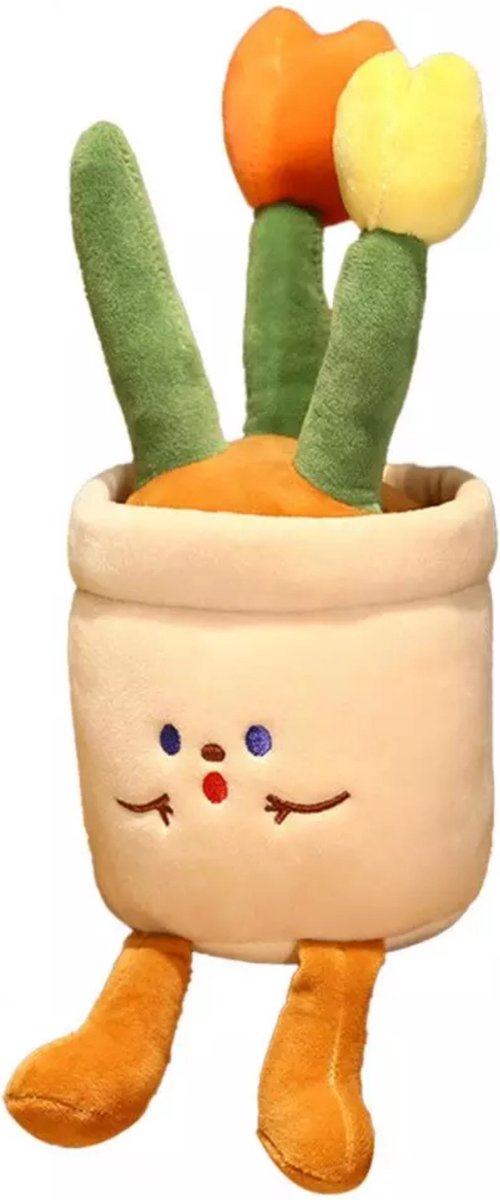 Pluche knuffel zacht oranje gele tulpen bloem ,speelgoed, toys, decoratie en souvenir van Nederland.
