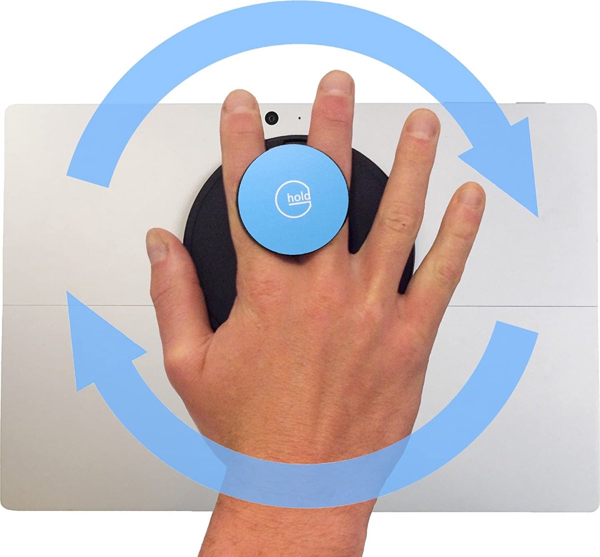 Velcro G-Hold Tablethouder - Popsocket – Ipad Houder – E-reader Houder – zwart - blauw