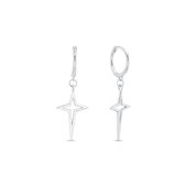 Xoo - Oorbellen - Oorringen - Minimalistische oorbel - Met hanger - Lange ster - 925 zilver - Zilver