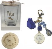 Sleutelhanger liefste Meter | blauw | theelichtje | cadeau | meter | meter vragen | meter worden | de liefste ben jij