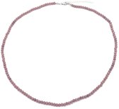 Ketting Glaskralen 4 mm - Facet Geslepen - Verstelbaar 52-57 cm - Paars